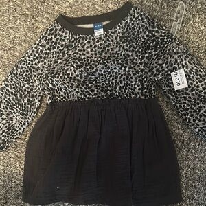 Old Navy Black and Gray Leopard Print Dress 18-24 Months